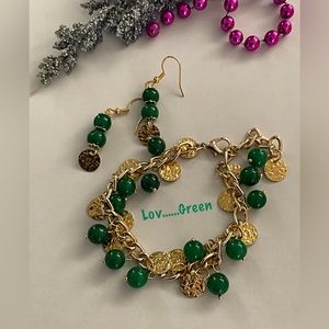 May Green Agate Bracelet And Earrings. Perfect for a lady in love with green..